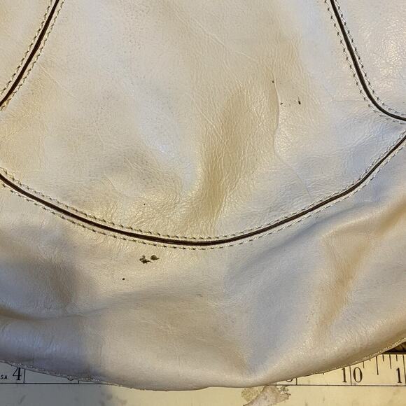 Michael Kors Ivory Smooth Leather White Stitching Hobo Shoulder Bag Y2K Office - Picture 9 of 9